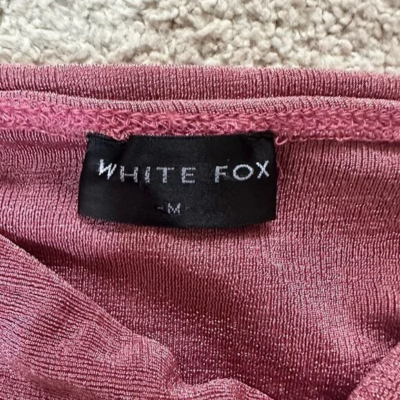 White Fox Dress Women’s Size Medium Pink Body Con Mini Cutout Spaghetti Strap - Picture 11 of 13